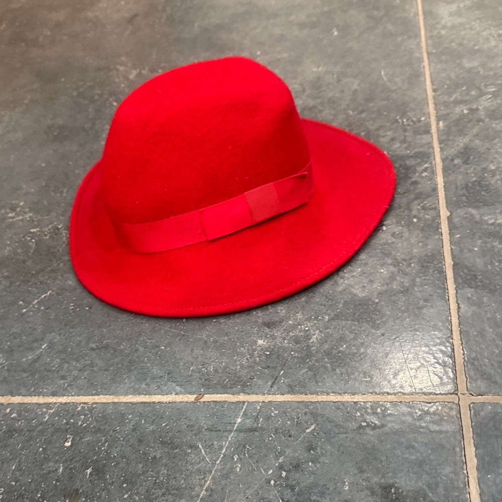 Vintage Red Wool Hungarian Wool Hat